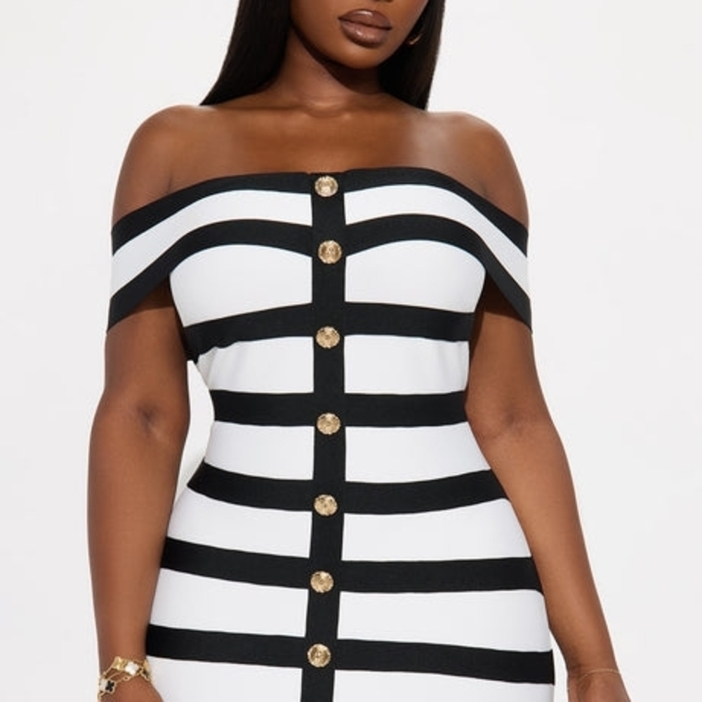 Fashion Nova Zaria Striped Midi Dress